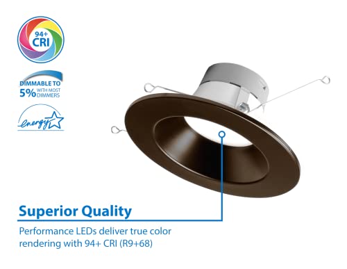 NICOR DLR566091203KOB DLR56(v6) 5/6-inch Oil-Rubbed Bronze 900 Lumen 3000K Recessed LED Downlight - color: Oil-Rubbed Bronze, style: 1 Pack