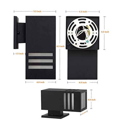 Outdoor Wall Lantern, Aluminum Waterproof Exterior Light Fixture - color: Rectangle (Black B)