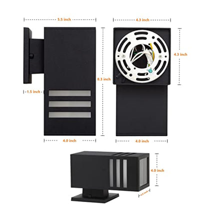 Outdoor Wall Lantern, Aluminum Waterproof Exterior Light Fixture - color: Rectangle (Black B)