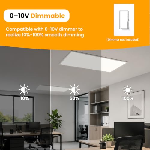 1 Pack 2x4 LED Flat Panel Light, 5CCT Selectable,0-10V Dimmable, 9630LM/72W - color: 1 Pack, size: 2-foot X 4-foot