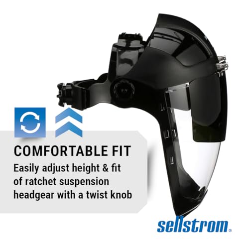 Sellstrom DP4 Face Shield - Lightweight Mask with High Impact Crown & Ratchet Headgear for Work, Grinding, Plasma/Flame Cutting - ANSI Z87.1 - Clear Anti Fog Polycarbonate Window - UV/IR Flip Up Visor - style: Shade 6 Infrared Visor W/ Chinguard