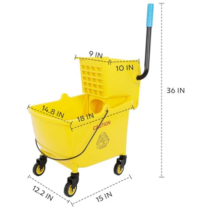 FAHKNS Commercial Mop Bucket with Wringer, 35 Quart Industrial Mop Bucket with Commercial Mop, [No Need to Change Water Frequently], Mop and Bucket Set
