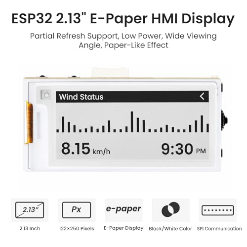 ELECROW ESP32 E-Ink Display 2.13 Inch E-Paper HMI Display Black/White Color - size: 2.13″ E-Ink Display