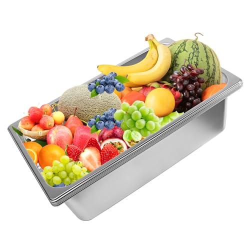 6 Pack Full Size Steam Table Pans,Stainless Steel Hotel Pan,1/1 6 Inch Deep Anti Jam Commercial Table Pan,20.8" L x 13" W Catering Pans Food Pans for Hotels, Restaurants and Home Use - size: 1/1 Size 6inch