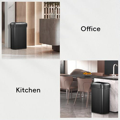 EKO Urban 24 Gallon/90 Liter Open Top Stainless Steel Slim Commercial Trash Can, Tall Kitchen Trash Bin, Heavy-Duty Commercial Grade Large Garbage Bin for Home, Office, Hotel, Restaurant, Matte Black - color: Matte Black, size: 90 Liter, Slim