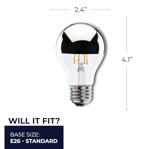 Bulbrite 776671 4.5W LED A19 Filament Bulb, E26 Base, Dimmable 2700K, Wet Rated, Half Chrome - style: LED