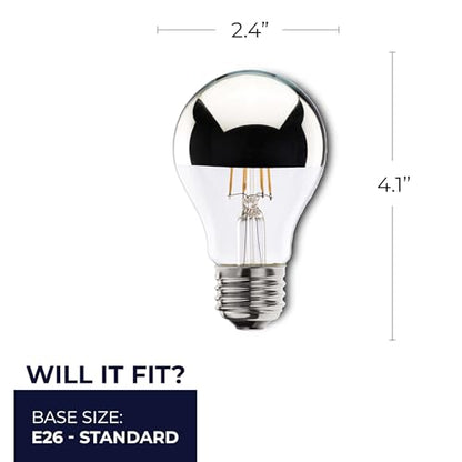 Bulbrite 776671 4.5W LED A19 Filament Bulb, E26 Base, Dimmable 2700K, Wet Rated, Half Chrome - style: LED