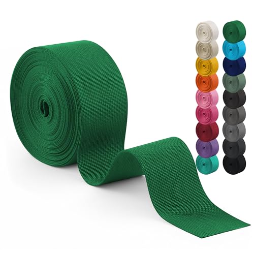 Polyester Webbing Strap 17+Colors – 1"&1.5"&2" – 10 Yards Heavy Duty Webbing Roll, Flat Webbing Strap for Indoor&Outdoor Gear, DIY Crafting, Repairing - color: Light green, size: 2"-10yards