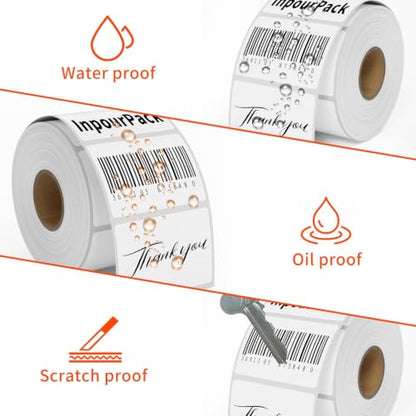 2x1inch Direct Thermal Label Paper for Barcodes, Shipping, 1000 Labels Per Roll White, Compatible with Rollo Label Printer & Zebra Desktop Printers - size: 2" x 1"