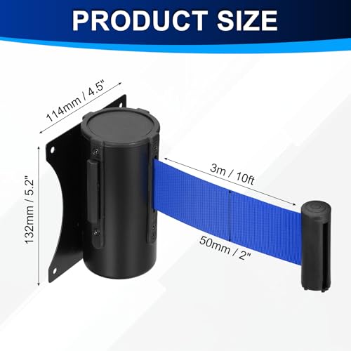 PATIKIL Fixed Wall Mount Retractable Belt Barrier 10 Feet, Dark Blue 1 Pcs - color: Dark Blue, size: 10 Feet