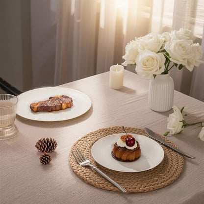 32pcs Ivory Unbreakable Reusable Plastic Plates for Wedding Party - color: Ivory