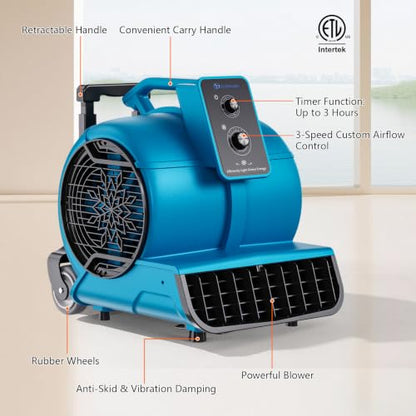 Air Mover 1 HP 4000 CFM Air Mover Blower Fan, Carpet Dryer, Floor Dryer Fan - color: Blue