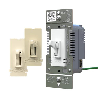 Legrand 150W Toggle LED Dimmer Light Switch Flicker-Free Light Almond 1Pack