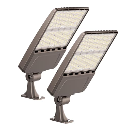 YXL LED Parking Lot Light, Dusk to Dawn Photocell,42000LM 5000K Daylight, IP65 Waterproof Parking Lot Light for Street Roadway (300W Arm 2pack) - size: 300W Arm 2pack