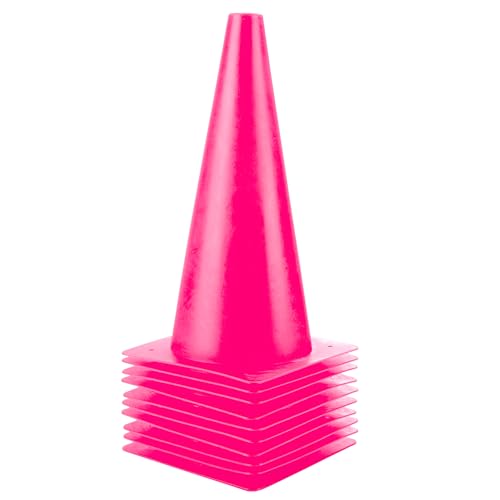 [10 Pack] Traffic Training Sports Cones, 12 Inch Orange Safety Cones, Soccer Basketball Cones for Drills, Plastic Marker Cones for Indoor/Outdoor Activity & Festive Events (Set of 10/24 Pack) (Pink) - color: Pink, size: 12inch