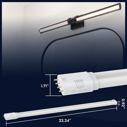 LUXRITE 20W 4-Pin 2G11 LED Tube Light Bulb, 3000 Lumens (2 Pack) - size: 2 Count (Pack of 1)