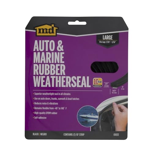 MD Building Rubber Auto & Marine Weatherseal, Black, 10ft x 19/32in - size: 10 Ft.