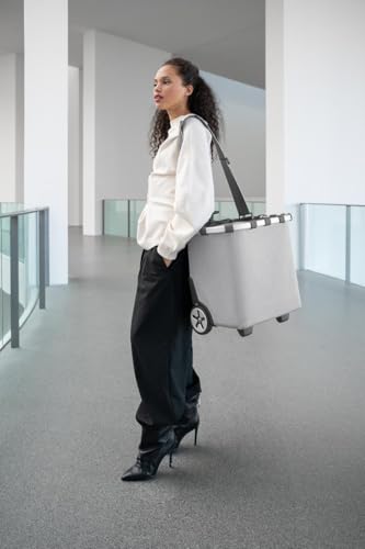 reisenthel carrycruiser herringbone grey - Portable shopping trolley with sturdy aluminum frame, shoulder strap and removable mesh inner bag -water-repellent - color: herringbone grey