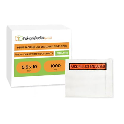 PSBM 1000 PCS 5.5 x 10 Inch Orange Panel Face Packing List Enclosed Envelopes, Invoice Packing Slips Pouch for Mailing Labels, Invoices, Documents and Slips - size: 5.5 Inch x 10 Inch Orange / Back Side Load