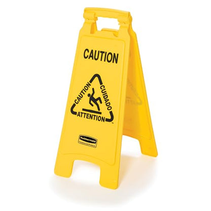 Rubbermaid Commercial Products Caution Wet Floor Sign Multilingual 26in - color: Yellow 2-Sided, size: 26 inch, style: Caution Sign