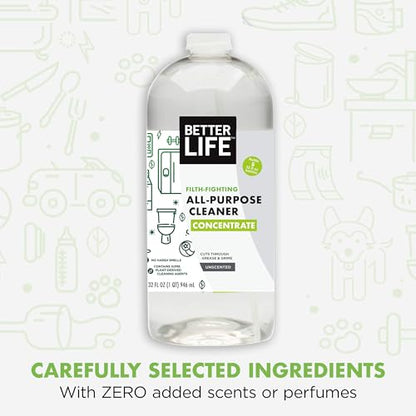 Better Life All Purpose Cleaner Concentrate- Multipurpose Home and Kitchen Cleaner for Glass, Countertops, Appliances, Upholstery & More - 32oz Unscented Concentrate - size: 32 Fl Oz (Pack of 1)