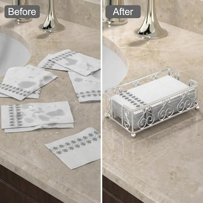Guest Towel Holder Tray for Bathroom Countertop, Silver Napkin - color: E - Silver Guest Towel Holder Tray, size: Guest Towel Holder