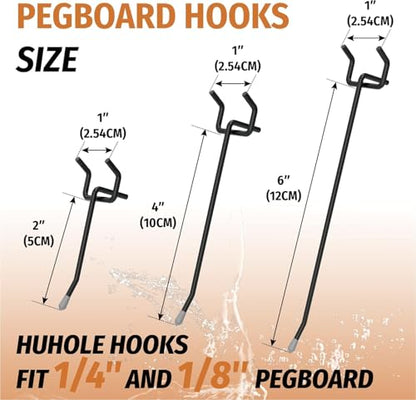HUHOLE 50 Pack 4 Inch Black Pegboard Hooks Metal Hangers - color: Black, size: 4 Inch