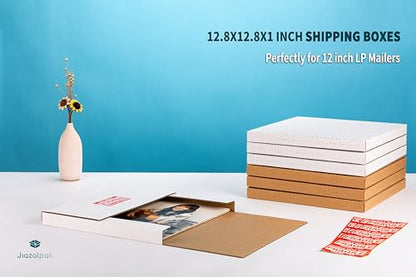 12-inch Vinyl Record Mailers, 12.8x12.8x1-inch, White, 20 Pack - size: 20 Pack