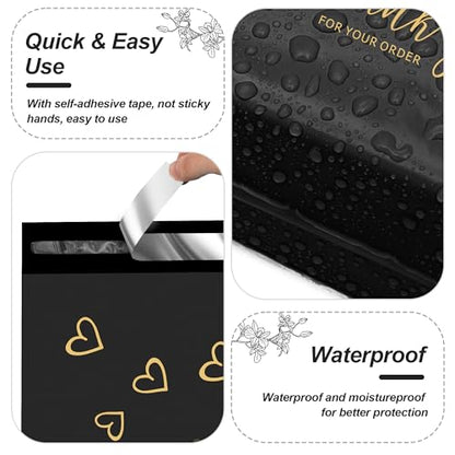 JinRuiKJ Thank You Poly Mailers 6x9 Inch, 100 PCS, Black - color: Black, size: 6*9inch 100pcs