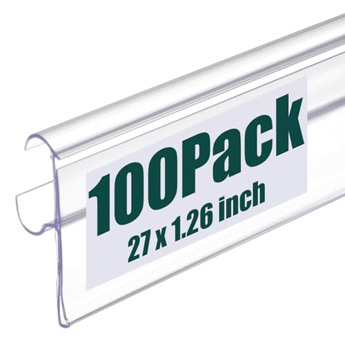 Fulmoon 100 Pcs Shelf Label Holder 27 x 1.26 Inch Wire Shelf Label Holder