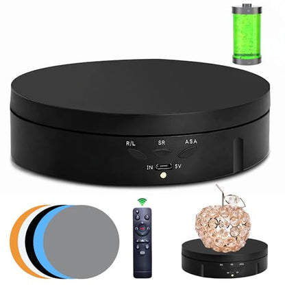 JAYEGT Motorized Rotating Display Stand, 5.74inch /22lbs Load, 360 Degree Electronic Turntable Display Stand for Photography Products Shows , Jewelry, with 5 Colors Backgrounds (Black/Remote Control) - color: Black