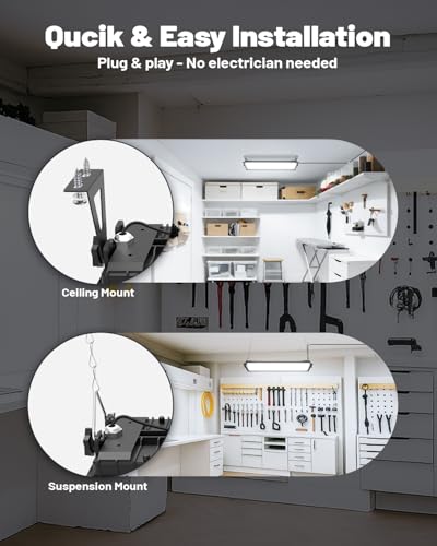 2 Pack Linkable LED Shop Lights, 100W 15000LM Garage Light 6000K
