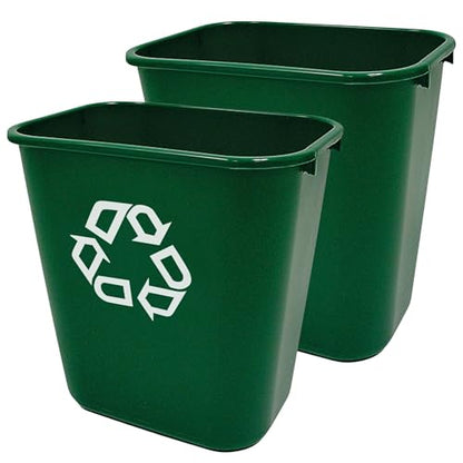 Rubbermaid Commercial Products Resin Recycling Can, Green, 7-Gal, 2-Pack