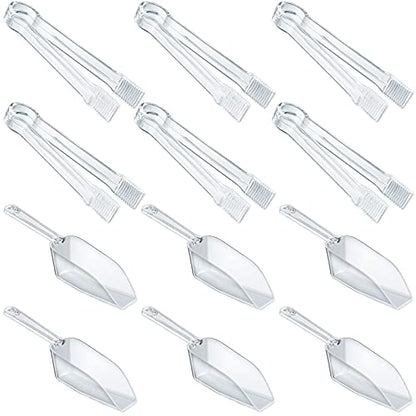 Roshtia 12 Pcs Plastic Mini Candy Buffet Scoops and Serving Tongs Set