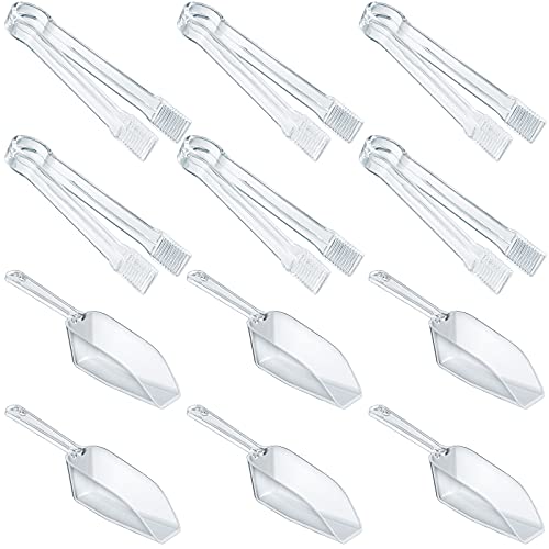 Roshtia 12 Pcs Plastic Mini Candy Buffet Scoops and Serving Tongs Set