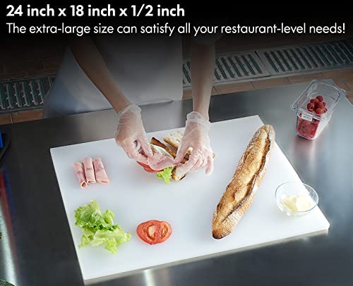 CURTA 6-Pack Cutting Boards for Kitchen, 24" x 18" x 0.5" 6-Piece (White, Red, Green, Blue, Yellow, Brown) Color Coded Plastic Chopping Board with Anti Slip Surface Dishwasher Safe - color: 6-Color Set, size: 24 x 18 IN