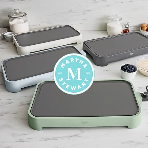 Martha Stewart 12"x 22" XL Electric Griddle, Ceramic Nonstick Flat Top - color: Caviar Gray