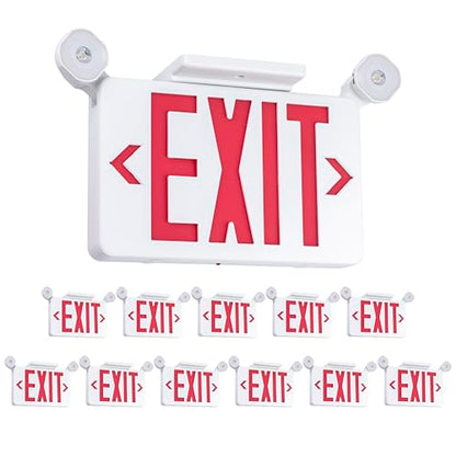 Gruenlich Exit Sign with Emergency Light, Battery Backup, 12 Pack - size: 12 Pack