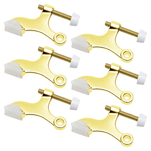 Nuk3y Hinge Pin Heavy Duty Adjustable Door Stop (6 Pack, Polished Brass) - color: Polished Brass, size: 6 Pack