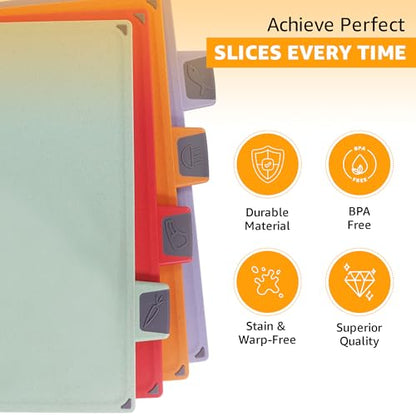 4-Piece Non-Toxic Cutting Board Set 12"L x 9"W with Premium Scissors and Holder (Tall Silver) - color: Tall Silver