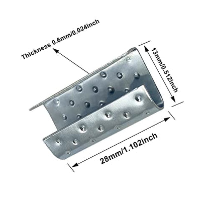 Packaging Strapping Open Convex Seals for 1/2" Strap Width Polyester Strapping, Banding Strapping Clips Plastic Poly Strapping Metal Buckle(Pack of 100)