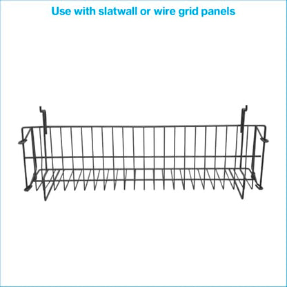 SSWBasics 24 x 6 x 6.5 in Black Media Grid Shelf for Slatwall & Wire Grid