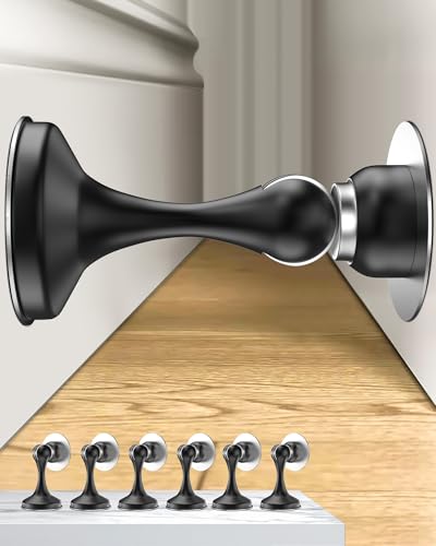 Crosize Magnetic Door Stoppers 6 Pack, Stainless Steel Door Stops, Black - color: Black, size: 6 Pack