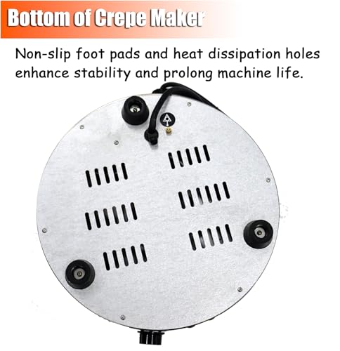 110V 2000W Electric Crepe Maker Machine 15.7" Non-Stick Hotplate Round Griddle with Adjustable Temperature 50-300°C Pancake Maker for Home & Commercial Use, Blintzes, Eggs, Tortillas