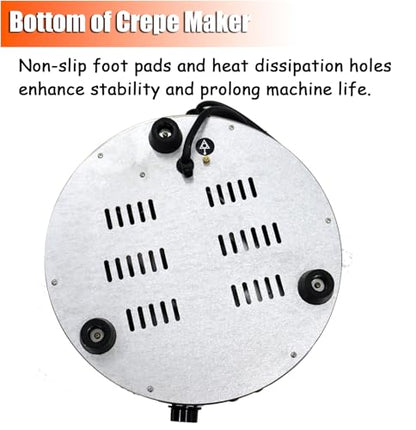 110V 2000W Electric Crepe Maker Machine 15.7" Non-Stick Hotplate Round Griddle with Adjustable Temperature 50-300°C Pancake Maker for Home & Commercial Use, Blintzes, Eggs, Tortillas
