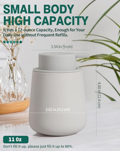 BosilunLife Ceramic Soap Dispenser - Dish Soap Dispenser for Bathroom 12Oz - color: Matte Light Grey