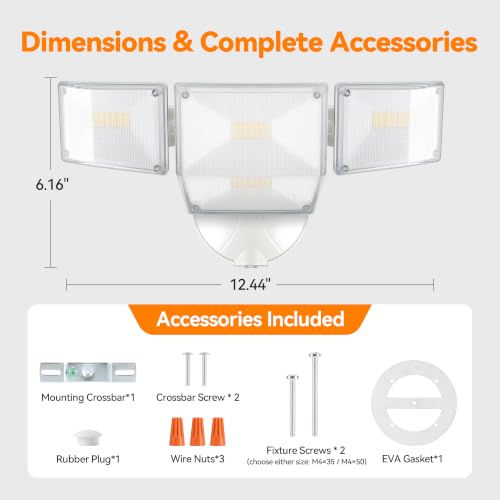 85W 10000LM Dusk to Dawn Outdoor Lighting, 4-Head Super Bright LED Flood Light, 5000K Daylight, IP65 Waterproof Hardwired Exterior Security Light for House Garage, Yard, Backyard (White) - color: White