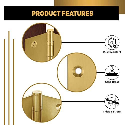 Heavy Duty Door Hinge Matte Brass Ball Bearing 4x4 Inch Heavy Duty - Set of 24 Solid Brass Hinges (Satin Brass) - color: Satin Brass