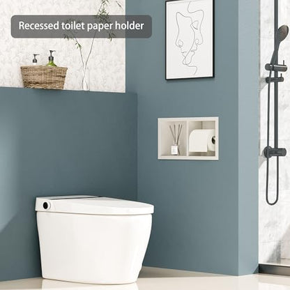 Neodrain White Recessed Toilet Paper Holder,for Standard/Mega Roll - color: White