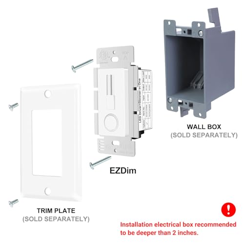 Greencycle 60W 12V LED Driver and Dimmer Switch,Compatible with Only 12VDC LED Strip Lights and Fixtures,Single Integrated Unit, Converts 120V AC to 12V DC, Neutral Wire Required, ETL - color: 12V Strip Driver Dimmer